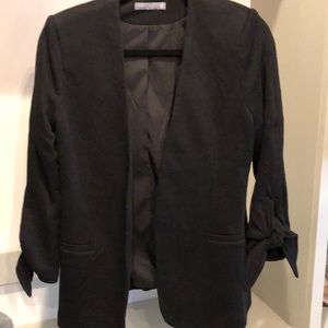 Olivia Moon black blazer with tie sleeves